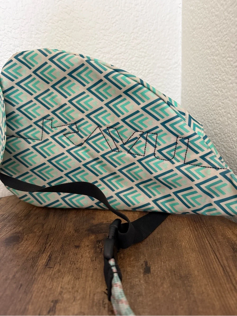 Kavu Teal & White Geo Chevron Rope Sling Backpack